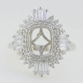 Sterling Silver Semi Mount Ring Setting Cushion CU 10x8mm White Topaz - Syzjewelry